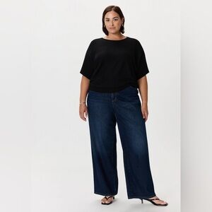 Quince Lightweight Cotton Cashmere Link-Stitch Dolman Sweater Black Classic